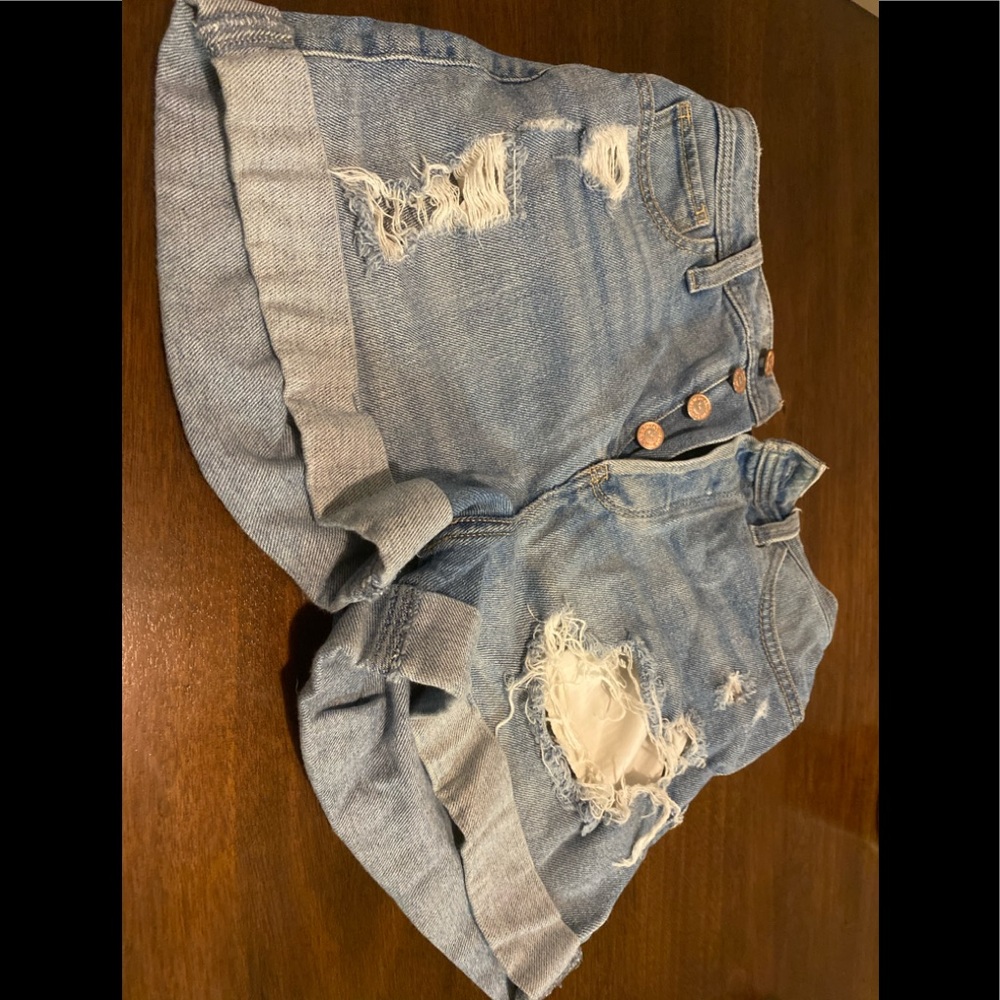 Ripped jean shorts